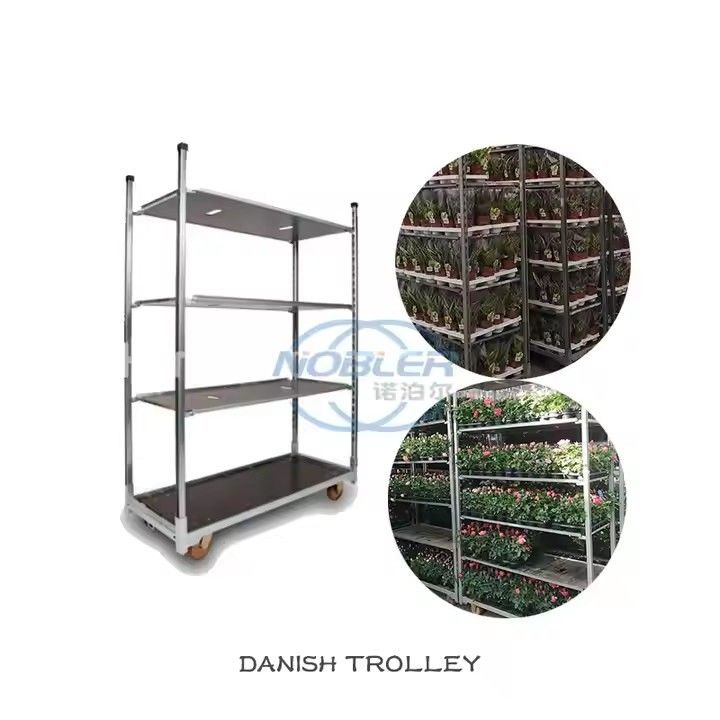 100KG shelf Storage Capacity Dutch Flower Trolley Including PP Wheel and 25cm Shelf Height Ideal for Flower Shop Logistics