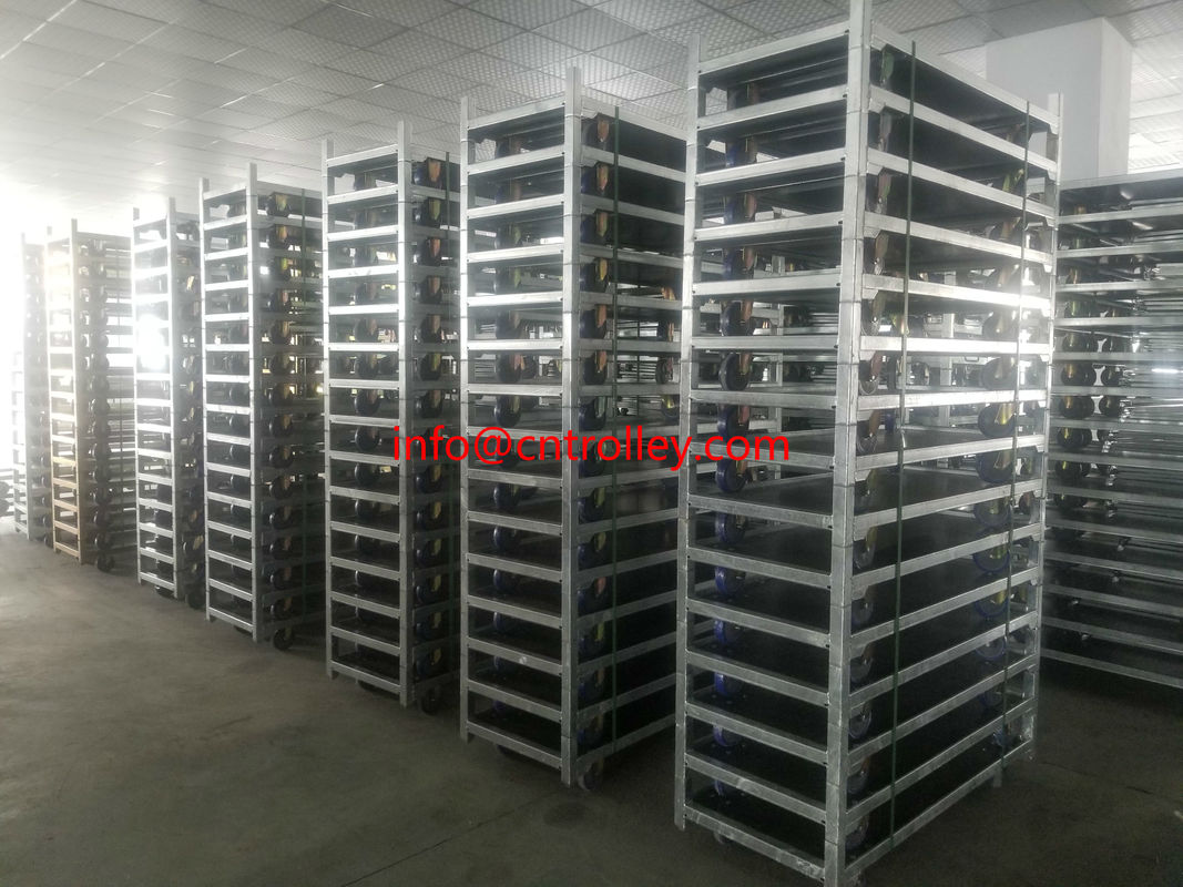 عربة الزهور الدنماركية المصنوعة من الزنك المسالح الساخنة التي تقدم التشطيبات الطبيعية للخشب و 40 كجم من سعة التحميل لكل رف للتعامل مع الزهور التجارية